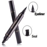 2 PCS 2 in 1 Black Waterproof Dual Head Quick Drying Eyeliner Seal Stamp Pen