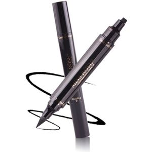 2 PCS 2 in 1 Black Waterproof Dual Head Quick Drying Eyeliner Seal Stamp Pen