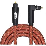 EMK 90 Degree Swivel Adjustable Right Angled 360 Degrees Rotatable Pulg Nylon Woven Mesh Optical Audio Cable  Cable Length:1.5m(Orange)