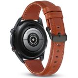 For Samsung Galaxy Watch 3 41mm Flat Texture Leather Replacement Strap(Dark Brown)