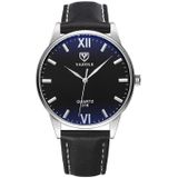 YAZOLE 318 Blu-ray Business Watch All-Match Men Quartz Watch(Black Tray Black Belt)