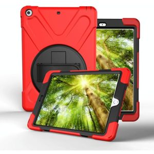 For Galaxy Tab S4 10.5 T830/T835 360 Degree Rotation PC + Silicone Protective Case with Holder & Hand-strap(Red)