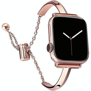 Roestvrij stalen armband horlogeband voor Apple Watch Ultra 49 mm / serie 8 & 7 45 mm / SE 2 & 6 & SE & 5 & 4 44 mm / 3 & 2 & 1 42 mm (rosé goud)