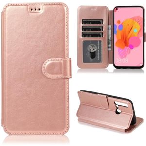 For Huawei P20 Lite 2019 Calf Texture Magnetic Buckle Horizontal Flip Leather Case with Holder & Card Slots & Wallet & Photo Frame(Rose Gold)