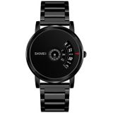 SKMEI 1260 Fashion Creative Pointer 30m Waterproof Quartz Wrist Watch with Stainless Steel Watchband(Black)
