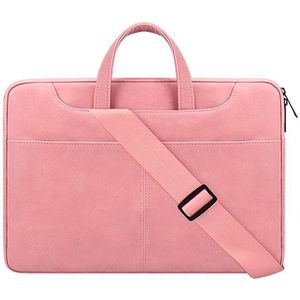 ST06SDJ Frosted PU Business Laptop Bag with Detachable Shoulder Strap  Size:15.6 inch(Pink)