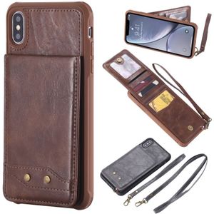 For iPhone XS Max Vertical Flip Shockproof Leather Protective Case with Long Rope  Support Card Slots & Bracket & Photo Holder & Wallet Function(??)
