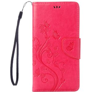 iPhone 7 & 8 horizontaal 3D Bloemen patroon PU leren Flip Hoesje met houder en opbergruimte voor pinpassen & geld (hard roze)