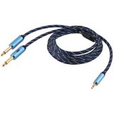 EMK 3.5mm Jack Male to 2 x 6.35mm Jack Male Gold Plated Connector Nylon Braid AUX Cable for Computer / X-BOX / PS3 / CD / DVD  Cable Length:3m(Dark Blue)