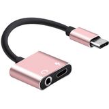 USB-C / Type-C to 3.5mm Aux + USB-C / Type C Earphone Adapter Charger Audio Cable for Mi 8 Lite A2 (L1130)(pink)