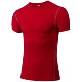 Stretch Quick Dry Tight T-shirt Training Bodysuit (Kleur: Rood formaat:S)