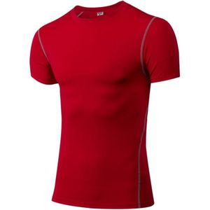 Stretch Quick Dry Tight T-shirt Training Bodysuit (Kleur: Rood formaat:S)