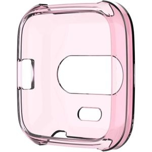 For Fitbit Versa Lite Smart Watch Silicone Protective Case(Transparent Pink)