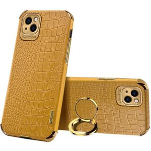 Geklakte TPU Crocodile Patroon Leren Case met Ringhouder voor iPhone 13