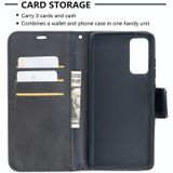 For Samsung Galaxy S20 FE 5G / S20 Lite Lambskin Texture Pure Color Horizontal Flip PU Leather Case with Holder & Card Slots & Wallet & Lanyard(Black)