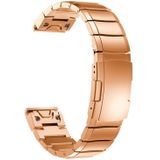 Quick Dismantling Steel Wrist Strap Watchband for Garmin Fenix 5X 26mm (Rose Gold)