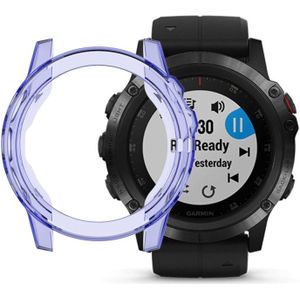Suitable for Garmin Fenix 5 & 5 Plus transparent TPU Silica Gel Watch Case(Transparent blue)