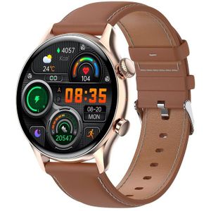 HK8Pro 1.36 inch AMOLED Screen Leather Strap Smart Watch  Support NFC Function / Blood Oxygen Monitoring(Gold)