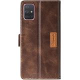 For Samsung Galaxy A71 5G Retro Texture Contrast Color Side Buckle Horizontal Flip Leather Case with Holder & Card Slots & Wallet(Brown)