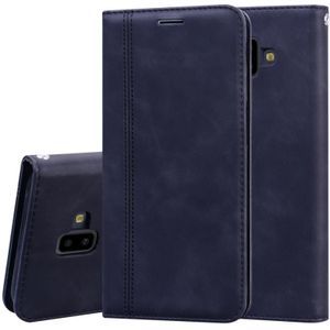 For Samsung Galaxy J6 Plus (2018) Frosted Business Magnetic Horizontal Flip PU Leather Case with Holder & Card Slot & Lanyard(Black)
