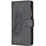 For iPhone 8 / 7 Flying Butterfly Embossing Pattern Zipper Horizontal Flip Leather Case with Holder & Card Slots & Wallet(Black)