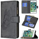 For iPhone 8 / 7 Flying Butterfly Embossing Pattern Zipper Horizontal Flip Leather Case with Holder & Card Slots & Wallet(Black)