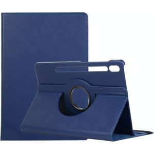 For Samsung Galaxy Tab S7 T870 (2020) Litchi Texture Horizontal Flip 360 Degrees Rotation Leather Case with Holder(Blue)
