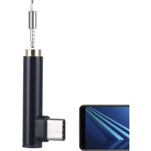 Type-C Male to 3.5mm Female L-type Stereo Audio Headphone Jack Adapter(Black)