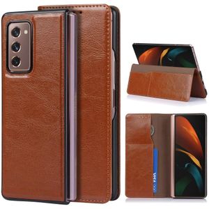 For Samsung Galaxy Z Fold2 5G 2 In 1 Crazy Horse Texture Split Horizontal Flip Leather Case with Holder & Card Slot(Brown)