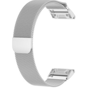 For Garmin Fenix 5S Milanese Replacement Wrist Strap Watchband(Silver)