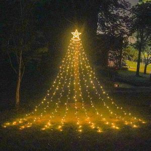 10LM 350 LED Star Waterfall Light Christmas Tree String Lights Outdoor Meteor Light  Plug Spec: US Plug (Warm White Light)