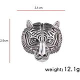 3 PCS Personality Tiger Head Brooch Men Suit Pin Vintage Badge Collar Pin(Golden)