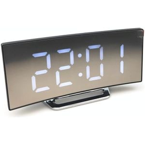 6507 Curved Big Screen Electronic Clock LED Mirror Mute Alarm Clock(White)