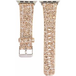 For Apple Watch 5 & 4 44mm / 3 & 2 & 1 42mm Glitter Sequins Leather Replacement Strap Watchband(Rose Gold)