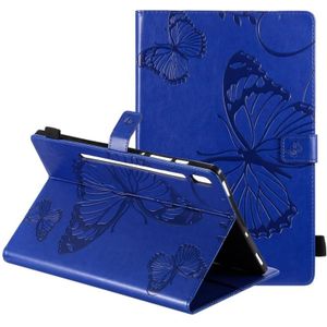 For Samsung Galaxy Tab S6 T860 Pressed Printing Butterfly Pattern Horizontal Flip Leather Case with Holder & Card Slots & Wallet & Sleep / Wake-up Function (Blue)
