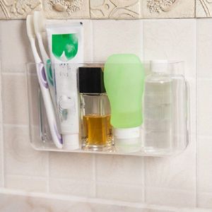 Wall-mounted Bathroom Cosmetic Storage Rack Remote Control Storage Box  Size:Large 22x4.5x12cm(Transparent)