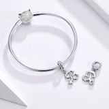 S925 Sterling Silver 26 English Letter Pendant DIY Bracelet Necklace Accessories  Style:R