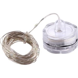 2m Water Resistant White Light  Silver Wire String Light  20 LEDs Knob Button Cell Battery Box Fairy Lamp Decorative Light