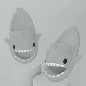 Shark Summer Couple Slippers Room EVA Cute Cartoon Sandals  Size: 44/45(Gray)