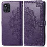 Halfway Mandala Embossing Pattern Horizontal Flip Leather Case with Holder & Card Slots & Wallet & Lanyard For OPPO Find X3 Pro(Purple)