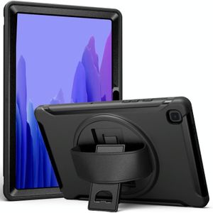 For Samsung Galaxy Tab A7 10.4 (2020) 360 Degree Rotation PC + TPU Protective Case with Holder & Hand Strap(Black)