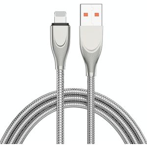 ENKAY ENK-CB131 USB naar 8-pins koolstofstalen slangveer 2.4A snellaadgegevenskabel  lengte: 1m