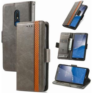 Voor Nokia C3 CaseNeo Splicing Dual Magnetic Buckle Leather Phone Case (Grijs)