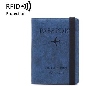COVC1011 Travel Passport Card Bag Elastic Band Protective Case(Dark Blue)