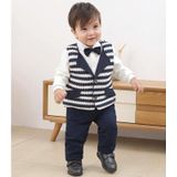 Baby Boy Gentleman Style Shirt Vest Pants Three-piece Set (Color:As Show Size:100cm)