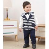 Baby Boy Gentleman Style Shirt Vest Pants Three-piece Set (Color:As Show Size:100cm)