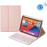 HK006D Square Keys Afneembare Bluetooth Candy Kleur Toetsenbord Leren Case met Kleurrijke Backlight & Holder voor Ipad Mini 6 (Pink)
