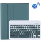 C-11B Detachable Candy Color Bluetooth Keyboard Leather Case with Pen Slot & Holder for iPad Pro 11 inch 2021 (Dark Green)