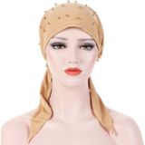 Women Pure Color Beaded Stretch Turban Hat Wrap Hat  Size: M?56-58cm?(Mint Green)