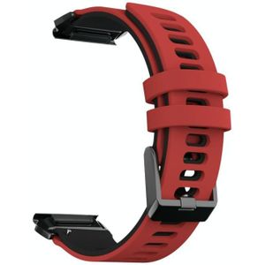 For Garmin Fenix 6X Two-color Silicone Quick Release Replacement Strap Watchband(Red Black)